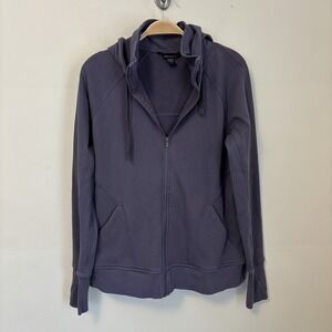 Athleta Triumph Hoodie Full Zip‎ Purple Hood M Cotton Blend Workout Layer